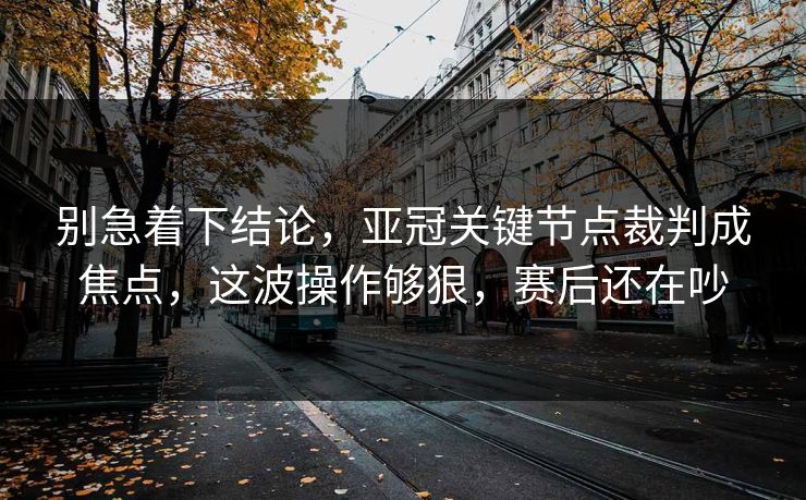别急着下结论，亚冠关键节点裁判成焦点，这波操作够狠，赛后还在吵