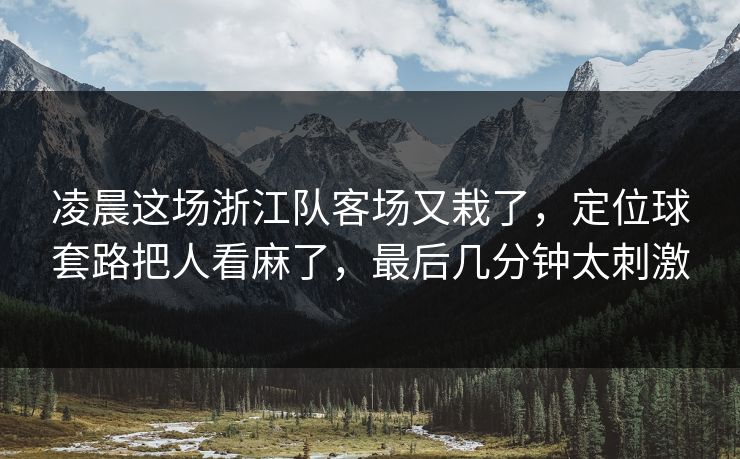 凌晨这场浙江队客场又栽了，定位球套路把人看麻了，最后几分钟太刺激